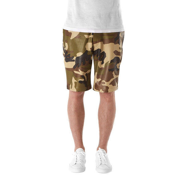 Camo Leather Shorts